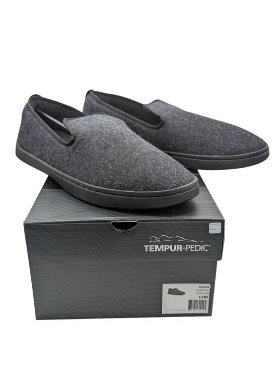 Tempur-Pedic Mens Size 11 Slater Charcoal Moccasin Slippers Shoes TP6157-005 NEW